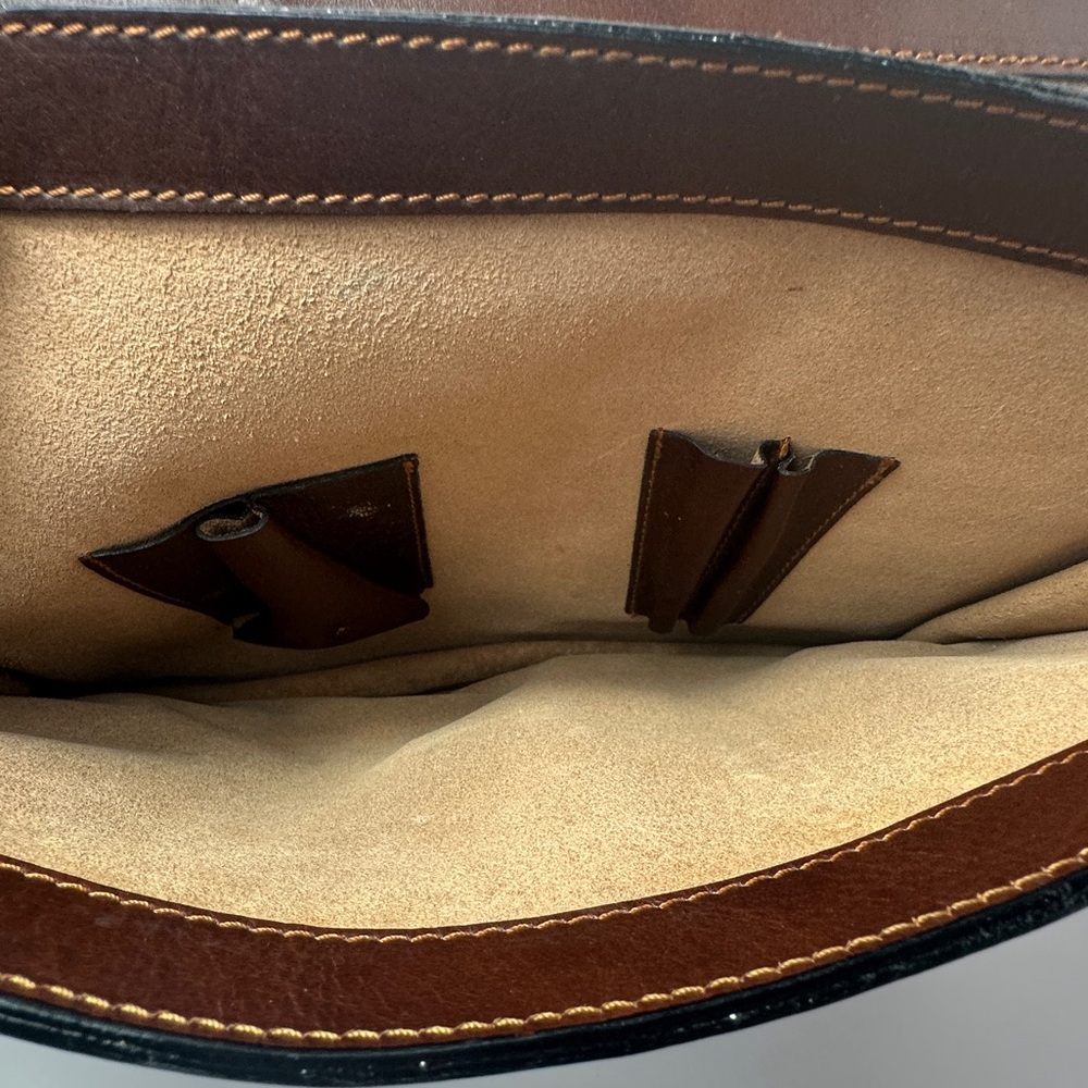 Vintage Old Angler Firenze Italian Leather Briefcase Messenger Bag Brown Laptop - Picture 4 of 13